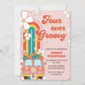 フォーエバーグルービーレトロレインボー4th誕生日 招待状 (正面)