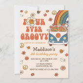 フォーエバーグルービーレトロレインボー4th誕生日 招待状 (正面)