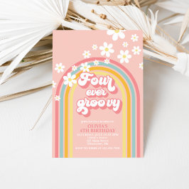 フォーエバーグルービーレトロレインボー4th誕生日 招待状