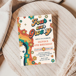 フォーエバーグルービーレトロレインボー4th誕生日 招待状