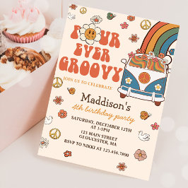 フォーエバーグルービーレトロレインボー4th誕生日 招待状