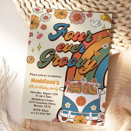 フォーエバーグルービーレトロレインボー4th誕生日 招待状