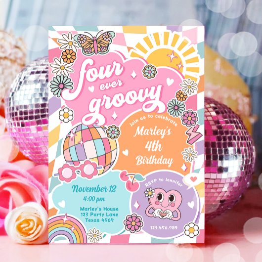 フォーエバーグルービーレトロ名門私立校風のバーシティ誕生日 招待状