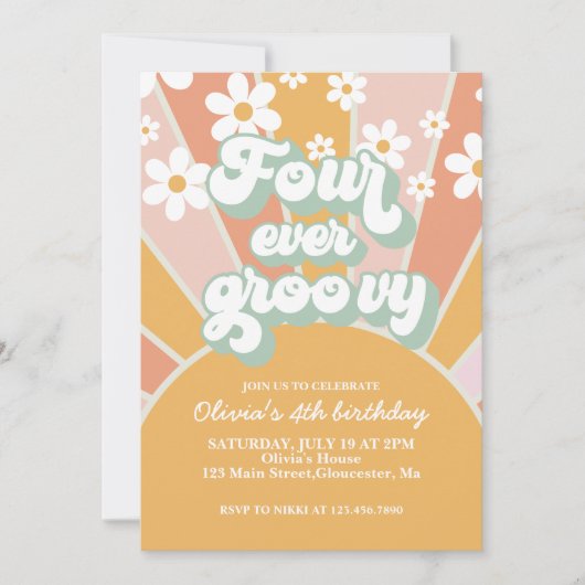 フォーエバーグルーヴィサンシャインデイジー誕生日 招待状 (正面)