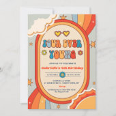 フォーエバーグルーヴィーレトロレインボー誕生日 招待状 (正面)