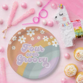 フォーエバーグルーヴィーレトロレインボー ペーパープレート (パーティー)