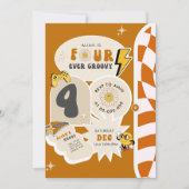 フォーエバーグルーヴィー第4レトロ市松模様に誕生日 招待状 (正面)
