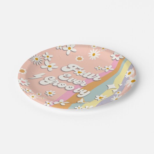 フォーエバーグルーヴィー4番目の誕生日パーティープレート ペーパープレート (アングル)