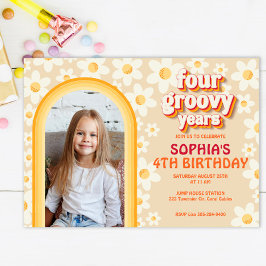 フォーエバーグルーヴィー4th誕生日招待状 | レトロD ノートカード