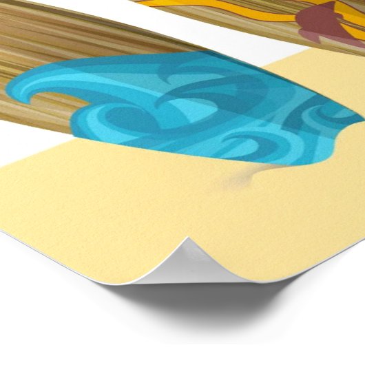 フォーエバーサマーレトロサーフボードサンサーフサンド ポスター (角)