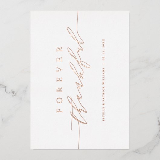 フォーエバーサンクフルバラゴールドフォイルサンキューカード 箔招待状 (正面)