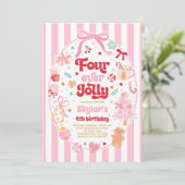 フォーエバージョリー クリスマス リボン 4歳の誕生日 招待状 (スタンド正面)