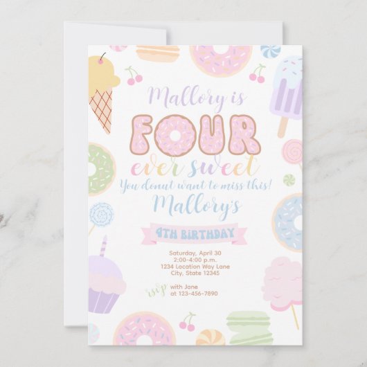 フォーエバースイートガール4th誕生日招待状 招待状 (正面)