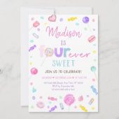 フォーエバースイートショップキャンディ棒つきキャンデー誕生日 招待状 (正面)