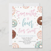フォーエバースイートドーナツ水彩バースデーパーティー 招待状 (正面)