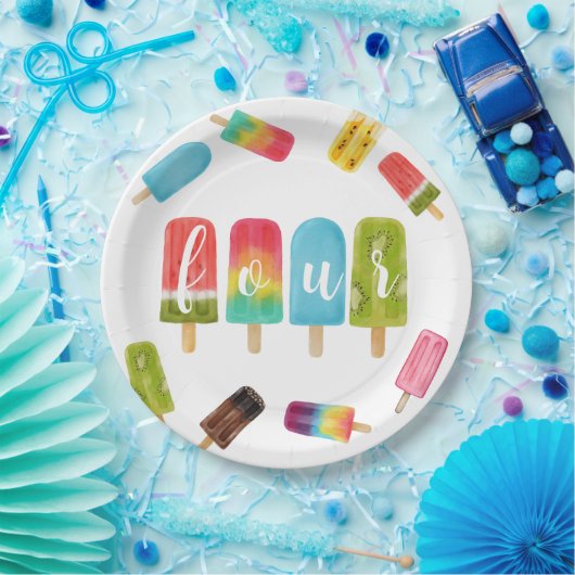 フォーエバースウィートアイスクリーム4th誕生日パーティー ペーパープレート (パーティー)