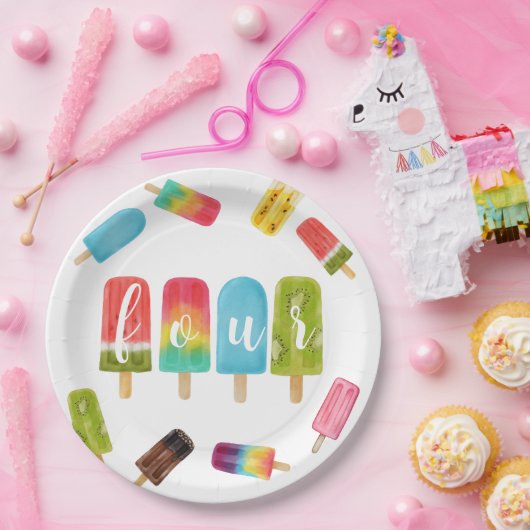 フォーエバースウィートアイスクリーム4th誕生日パーティー ペーパープレート (パーティー)