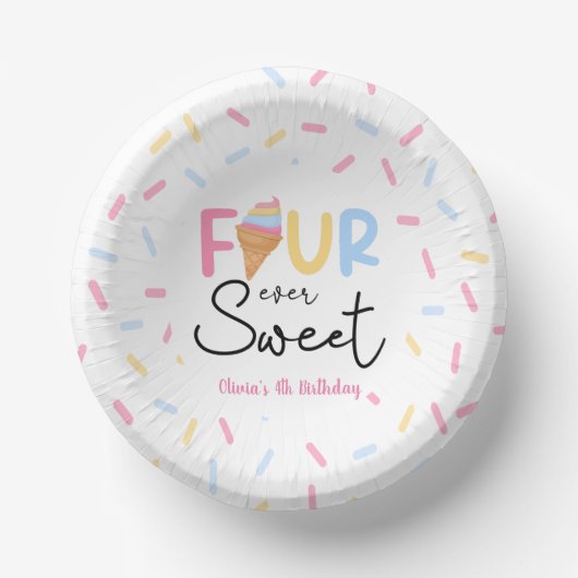 フォーエバースウィートアイスクリーム4th誕生日パーティー ペーパーボウル (正面)