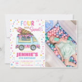 フォーエバースウィートガールズアイスクリーム4th誕生日 招待状 (正面)
