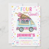 フォーエバースウィートガールズアイスクリーム4th誕生日 招待状 (正面)