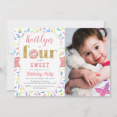 フォーエバースウィートドナツガールズ4th誕生日招待状 招待状 (正面)