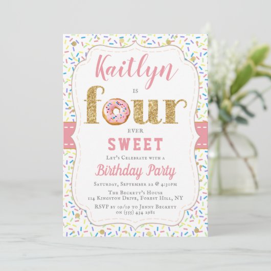 フォーエバースウィートドナツガールズ4th誕生日招待状 招待状 (スタンド正面)