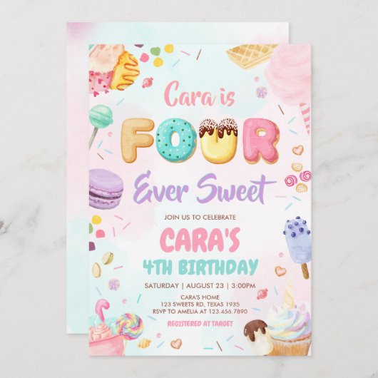 フォーエバースウィートバースデーパーティー 招待状 (正面/裏面)