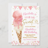フォーエバースウィートピンクアイスクリーム第4誕生日 招待状 (正面)