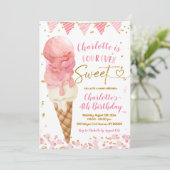 フォーエバースウィートピンクアイスクリーム第4誕生日 招待状 (スタンド正面)