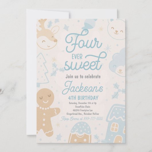 フォーエバースウィートボーイクリスマスクッキー誕生日パート 招待状 (正面)
