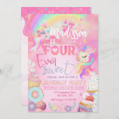 フォーエバースウィートユニコーンドーナツSweet 4th 招待状 (正面/裏面)