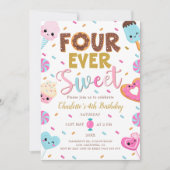 フォーエバースウィート誕生日ドナットキャンディ4th誕生日 招待状 (正面)