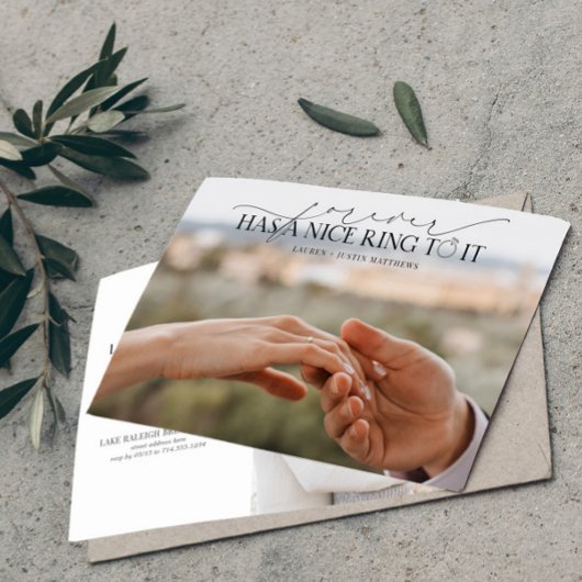 フォーエバーナイスリングや輪エレガント2フォト婚約 案内状