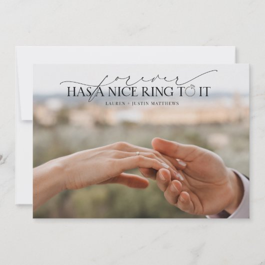 フォーエバーナイスリングや輪エレガント2フォト婚約 案内状 (正面)