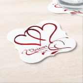 フォーエバーハートレッドオンホワイト ペーパーコースター (アングル)
