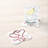 フォーエバーハートレッドオンホワイト ペーパーコースター (インサイチュ)