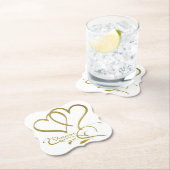 フォーエバーハート金ゴールドオンホワイト ペーパーコースター (インサイチュ)