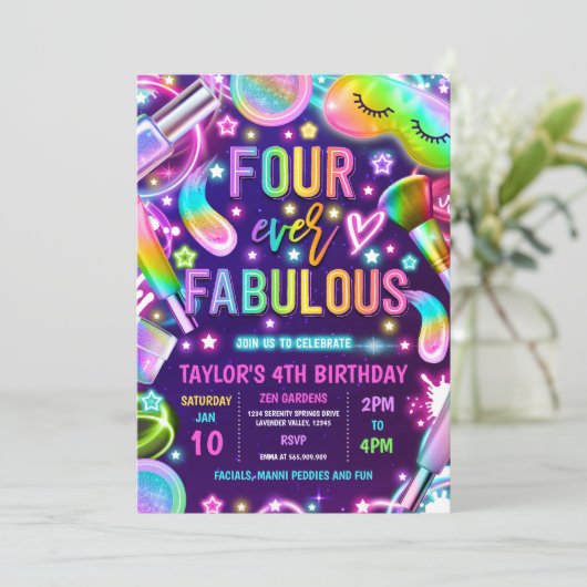 フォーエバーファブルーズグロースパメイクアップ4th誕生日 招待状 (スタンド正面)