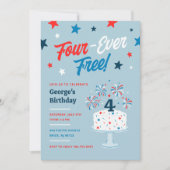 フォーエバーフリー4歳の誕生日パーティの招待状 招待状 (正面)