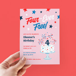 フォーエバーフリー4歳の誕生日パーティの招待状 招待状
