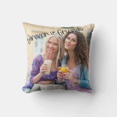 フォーエバーフレンズラブハートタイポグラフィスクエアフォト クッション (正面)