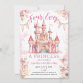 フォーエバープリンセスピンクガール4th誕生日パーティー 招待状 (正面)