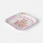 フォーエバープリンセスピンクキャッスルガール4th誕生日 ペーパープレート (傾斜あり)