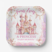 フォーエバープリンセスピンクキャッスルガール4th誕生日 ペーパープレート (正面)