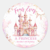 フォーエバープリンセスピンクキャッスルガール4th誕生日 ラウンドシール (正面)