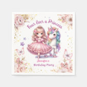 フォーエバープリンセスユニコーン4歳パーティー スタンダードカクテルナプキン (正面)