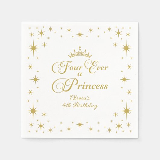 フォーエバープリンセス金ゴールドプリンセス4th誕生日 スタンダードカクテルナプキン (正面)