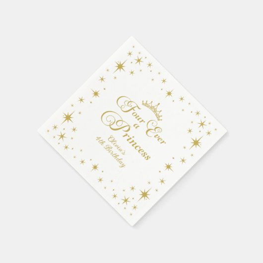 フォーエバープリンセス金ゴールドプリンセス4th誕生日 スタンダードカクテルナプキン (角)