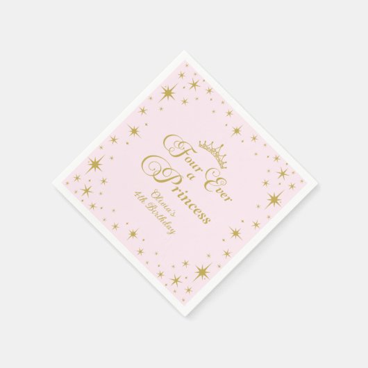 フォーエバープリンセス金ゴールドプリンセス4th誕生日 スタンダードカクテルナプキン (角)