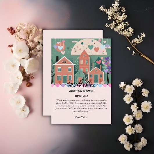 フォーエバーホームパステルハート養子縁組フォスターシャワー サンキューカード